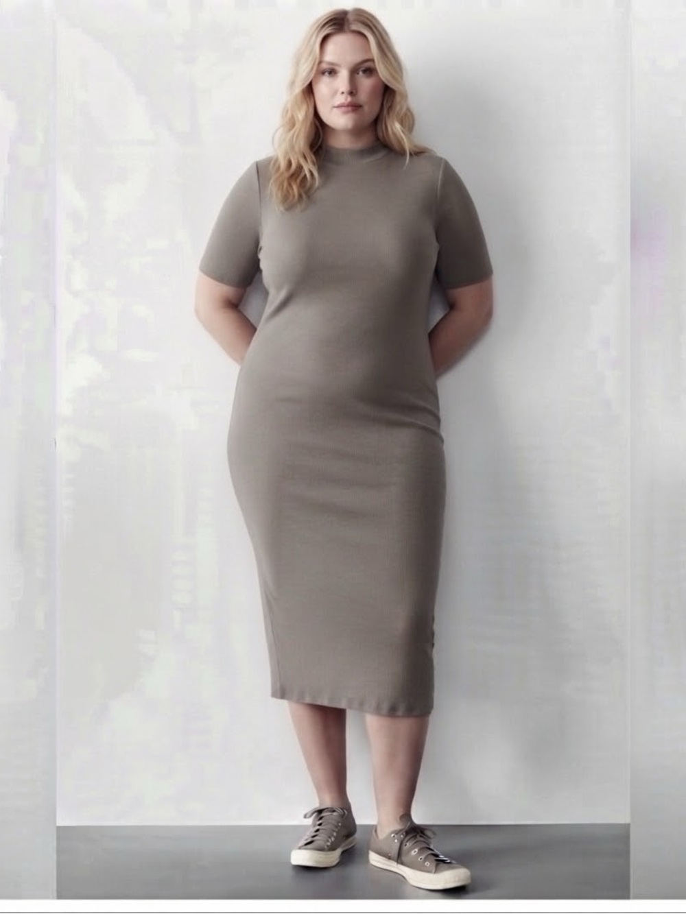 Athleta RIB MOCK NECK SHORT SLEEVE DRESS